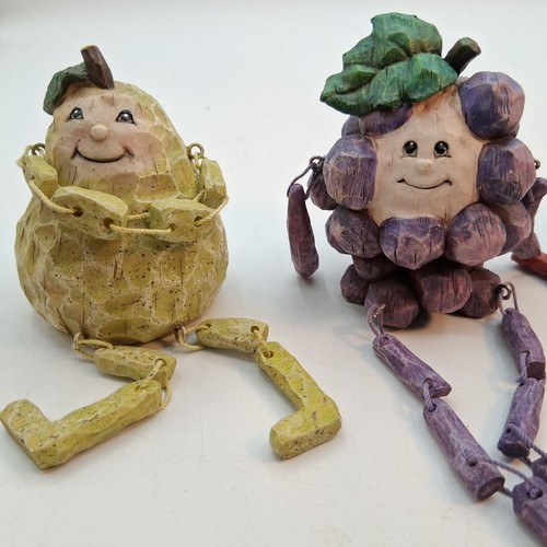 Vintage anthropomorphe Gemüse und Obst Regal Sitzer Harz 6er Set - Bild 3 von 7