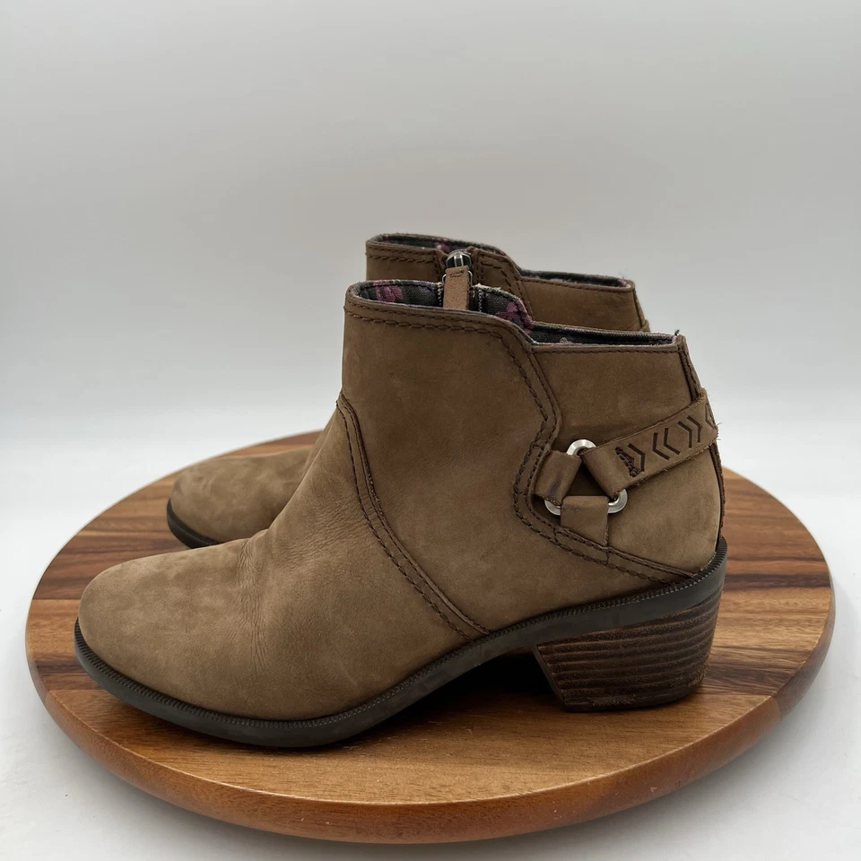 Talla 7.5 Teva Mujer Foxy Impermeable Cuero Taupe Botines Zapatos 1008317 Foto 3 de 4
