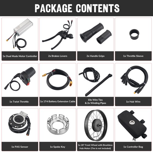 AplusChoice 26"x4" Fat Tire 48V 1000W Ebike Front Wheel Bicycle Conversion Kit - Picture 6 of 9