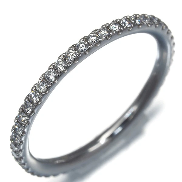 Auténtico Anillo Georg Jensen Diamante Aurora Eternidad Completa EU48 18K Oro Blanco 750 Foto 2 de 4