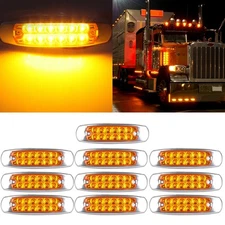 10  Amber   Turn Tail Signal Clearance Side Marker Light Chromed For Trailer New