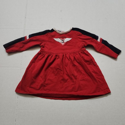 Tommy Hilfiger Vestido Rojo Manga Larga 6-12 Meses Bebé Niña