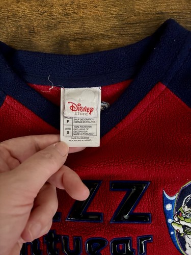 Vintage Disney Store Buzz Lightyear Red and Blue Fleece Pullover Child Small - Afbeelding 4 van 11