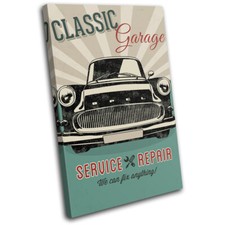 Vintage Race Garage Retro Car Man Cave SINGLE CANVAS Wall Art Photo Print