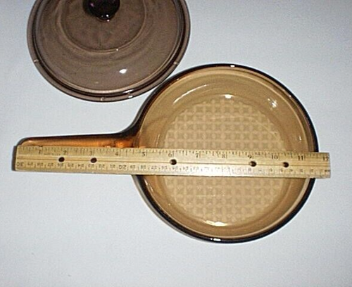 Vision by Corning Braunglas 7,25" Waffelboden Pfanne mit Pyrex V-1,5-C Deckel - Bild 3 von 3