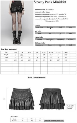 Casual Fashion Steampunk Ruffles Lace Sexy PuLeather Punk A-Line Women Miniskirt - Bild 21 von 22