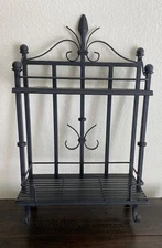 Shelf VTG Wrought Iron Wall Kitchen Bath Bakers Rack MCM 25" X 15"