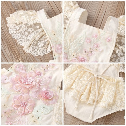 Baby Girl Lace Romper First Birthday Dress Toddler Kids Bohemian Cake Smash O... - Picture 4 of 7
