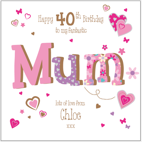 Personalisierte Karte 40. Geburtstag Mama Mama jedes Alter/Name/Nachricht - Bild 2 von 5