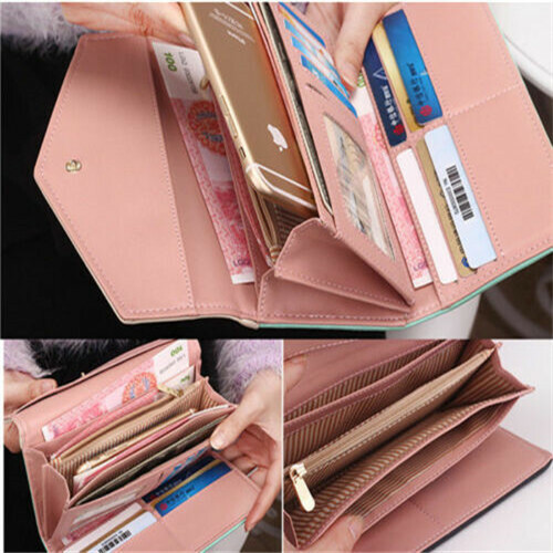 Women Leather Wallet Clutch Envelope Long Phone Card Holder Purse Handbag US - Picture 5 of 15