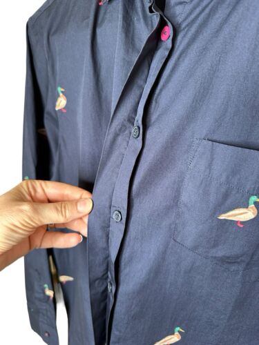 Joules Amilla Mallard Duck Print Button Down Shirt US Size 16 New Navy Blue - Picture 3 of 13