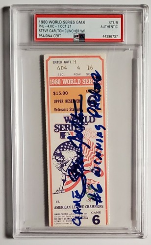 STEVE CARLTON 1980 World Series Game 6 PSA/DNA Signed Ticket Stub Auto Autograph - Picture 1 of 3