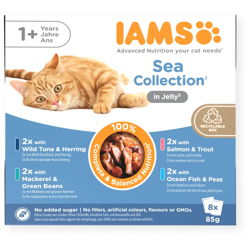 Iams Advanced Nutrition Adult 1+ Years Cat Sea Collection in Jelly 8pk x 85g