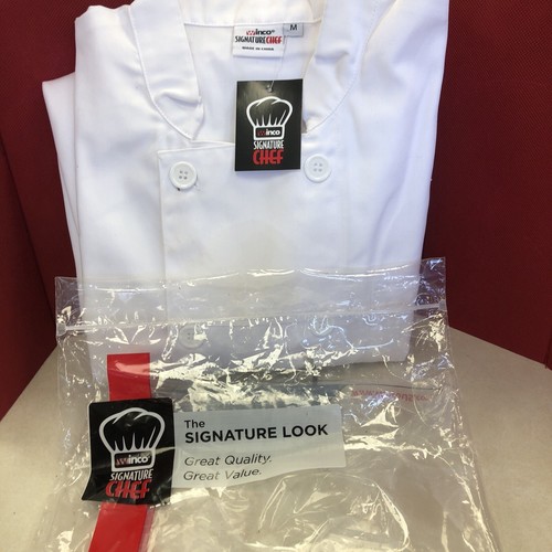 NEW White Winco Signature Chef Jacket Men's Medium Universal Fit SWM restaurant - Picture 2 of 4
