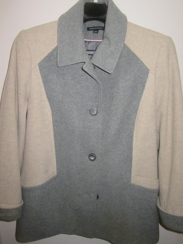 PRESTON & YORK WOMENS PEA COAT WOOL BLEND GRAY & BEIGE SIZE XL - Picture 3 of 4
