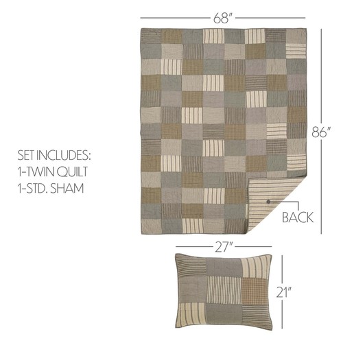 Sawyer Mill Charcoal Twin Quilt Set w/1 Sham Farmhouse Patchwork VHC Brands - Picture 4 of 5