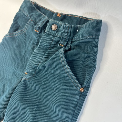 VTG 60s 70s Childrens Boys Corduroy Dark Teal Pants Bootcut Orange Single Stitch - Picture 5 of 18