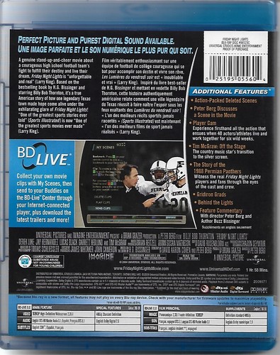 FRIDAY NIGHT LIGHTS (Blu-ray 2009) BILLY BOB THORNTON, CAMERON DIAZ DISC IS MINT - Bild 2 von 2