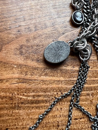 AllSaints Ladies Multi Chain Choker Necklace with Cameo Charms - Picture 11 of 11