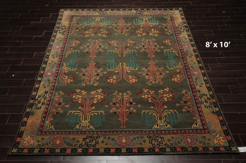 Multi Size Donegal Branches Green/Gray Hand Tufted Arts & Crafts Wool Rug - Picture 24 of 144
