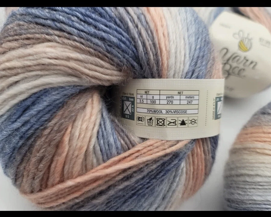 Lot Of 3 Yarn Bee Chloe Denim & Sand, 100gr 270 yds ea, Wool-Viscose 70-30%% - Image 2 of 2