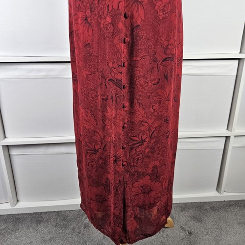 St Michael Red Floral Midi Dress Fits 14 16 Party Vintage 90s Y2K M&S - Picture 10 of 16