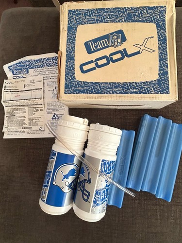 Vintage NFL Detroit Lions Cooler Bottles QVC In Box Water Drinking Football
