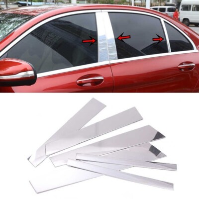 Chrome Door Pillar Trim 6 pcs S.STEEL For Mercedes C class W205 SEDAN 2014-UP