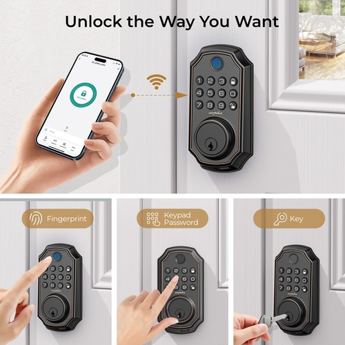ARPHA WiFi Fingerprint Smart Door Lock APP Controllo Tastiera Senza Chiave Catenaccio D280W - Foto 4 di 11
