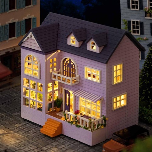 New DIY Wooden Miniature Building Kit Doll Houses With Light Furniture O5V4 - Picture 15 of 26