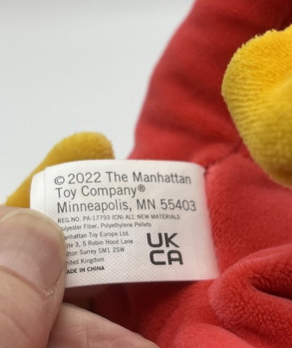The Manhattan Toy Company Rufus Dragon Stuffed Animal Plush 13" Long Red Yellow - Picture 7 of 7