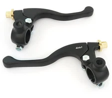 Kawasaki Shorty Lever Set w/ Mirror Mounts - Clutch + Drum Brake - Black - 7/8"