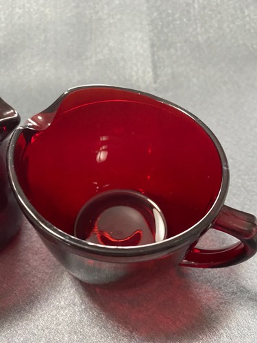 Anchor Hocking Vintage Ruby Red Glass 2 Creamers Mid-Century 70's Retro - Picture 4 of 12