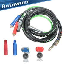 15FT 3-IN-1 Wrap 7 Way ABS Electrical Cables &Rubber Air Line Set For Semi Truck