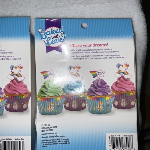 Baked With Love Unicorn Cupcake Decor Kits LOT OF 2 48ct Picks&Liners total. NEW - Picture 19 of 24