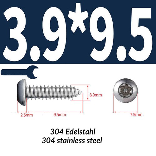 Tornillos de perforación acero inoxidable VA2 TORX cabeza de lente/cabeza avellanada autorroscante Ø2.9-4.8 mm - Imagen 32 de 55