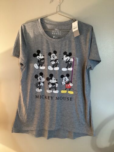 Disney NWT Women’s Gray Short Sleeve T Shirt (Mickey Mouse) Size XL