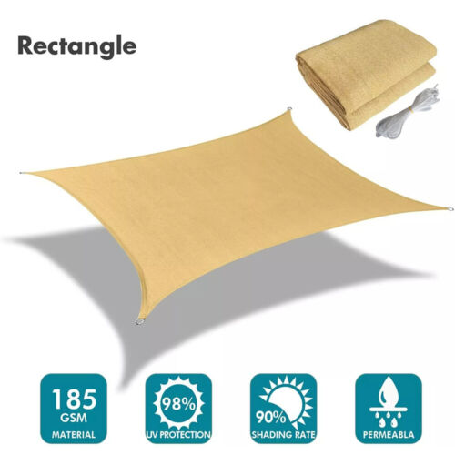 Sun Shade Sail Rectangle Square Canopy UV Block Awning fr Patio Deck Pool Garden - Picture 11 of 16