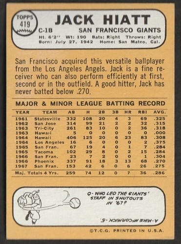 1968 Topps Baseball Cards Scegli una carta a scelta 295-660 EX X-MT 1/25 Set Break - Foto 227 di 490