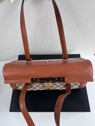 Gucci GG Canvas Bamboo Bullet Shoulder Bag Brown - Picture 8 of 19