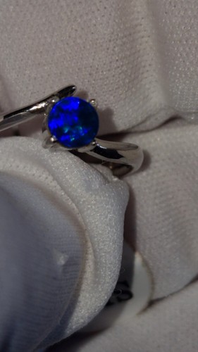 Black Opal Doublet Ring. Sterling Silver 925. Size 7. High Grade jewelry - Picture 8 of 11