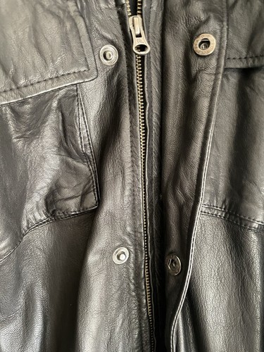 French Connection Men’s Black Leather Jacket Size XL - Picture 3 of 9