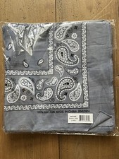 Set of 10-Pack Large Western Paisley 100 Cotton Bandana, Gray - 22 x 22 in