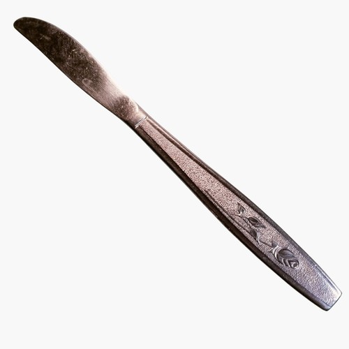Vintage Stainless Steel Butter Knife Textured Single Rose Replacement - Picture 5 of 5