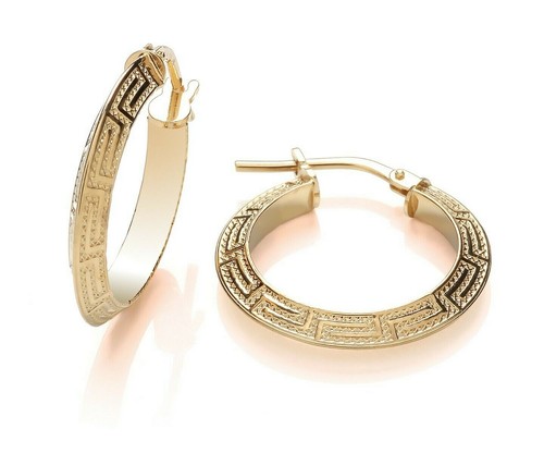 DAMEN-CREOLEN AUS 9 KARAT GELBGOLD AUF SILBER MIT GRIECHISCHEM SCHLÜSSEL - Bild 1 von 5