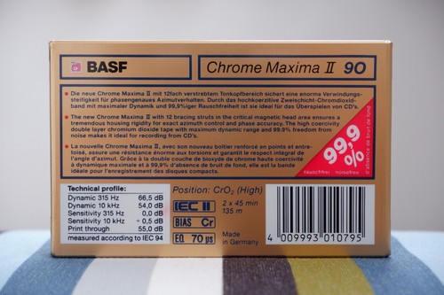 BASF Chrome Maxima II 90 von 1989-1990, Kult-Cassette, Made in Germany, OVP - Bild 3 von 3