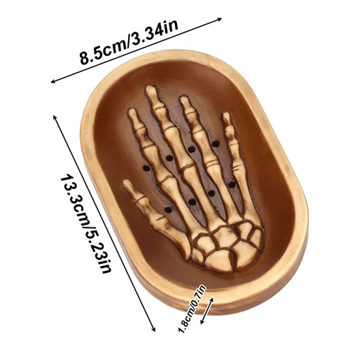 Bathroom Soap Dish Tray Resin Halloween Skeleton Hand Soap Bar Holder - Picture 6 of 12