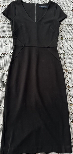Ladies French Connection Cap Sleeve V Neck Back Zip Midi Dress Size 10 LBD - 第 1/8 張圖片