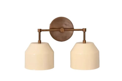 2 Light Vanity Shade Handmade Vintage Wall Mid Century Antique Brass Sputnik - Picture 4 of 7
