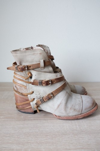 Freebird Steven Crue Gladiator Harness Boot Gray Brown Leather Bootie Buckle 8 - Picture 2 of 8